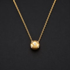 Tiffany & Co. 18 Karat Yellow Gold Etoile Diamond Platinum Ball Pendant Necklace