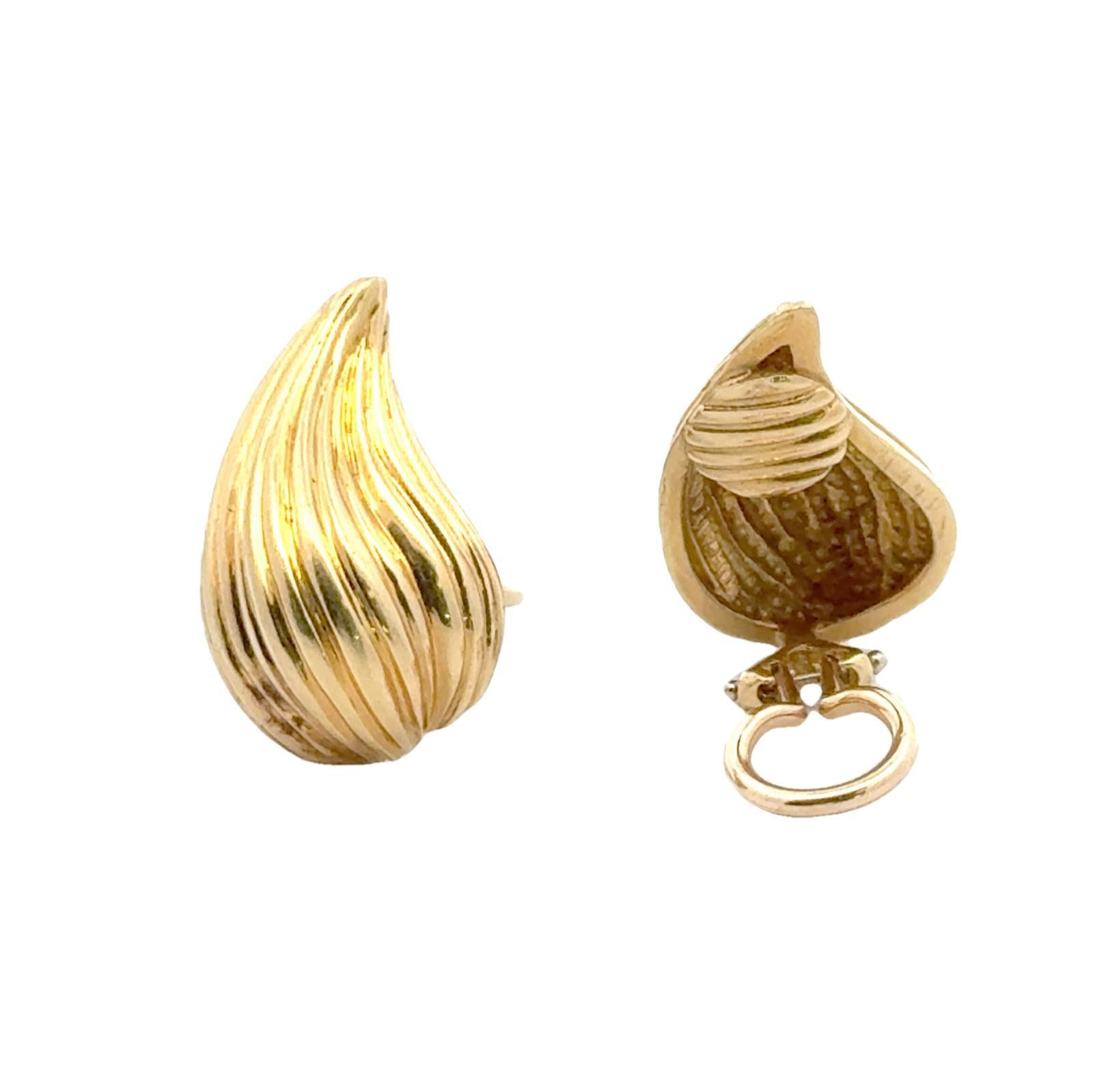 Women's Tiffany & Co. 18 Karat Yellow Gold Fluted Ribbed Earclip Earrings