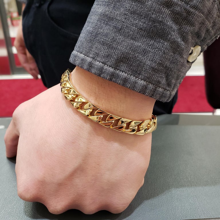 Tiffany and Co. 18 Karat Yellow Gold Cuban Link Bracelet For Sale at 1stDibs