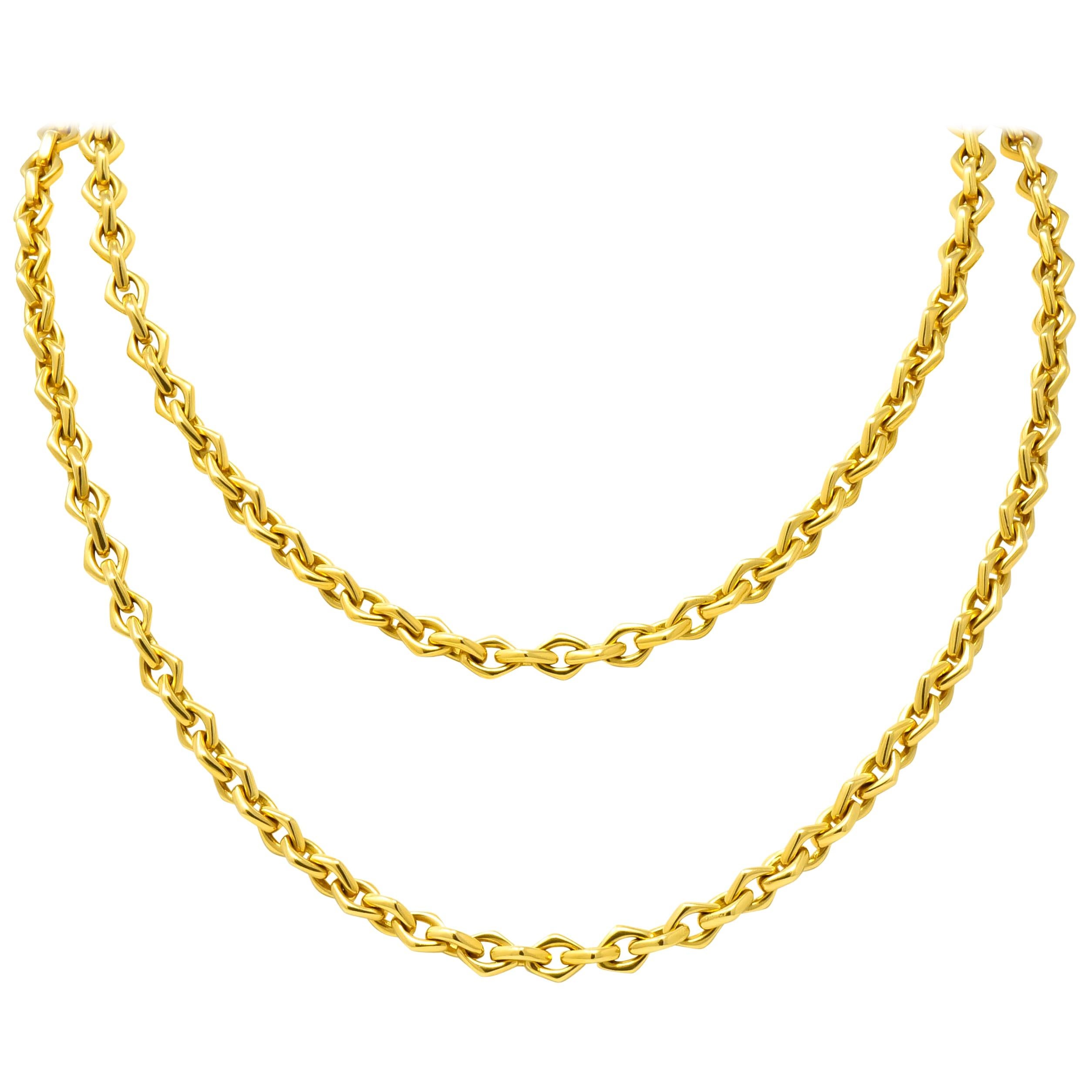 Tiffany & Co. 18 Karat Yellow Gold Geometric Unisex Link Necklace