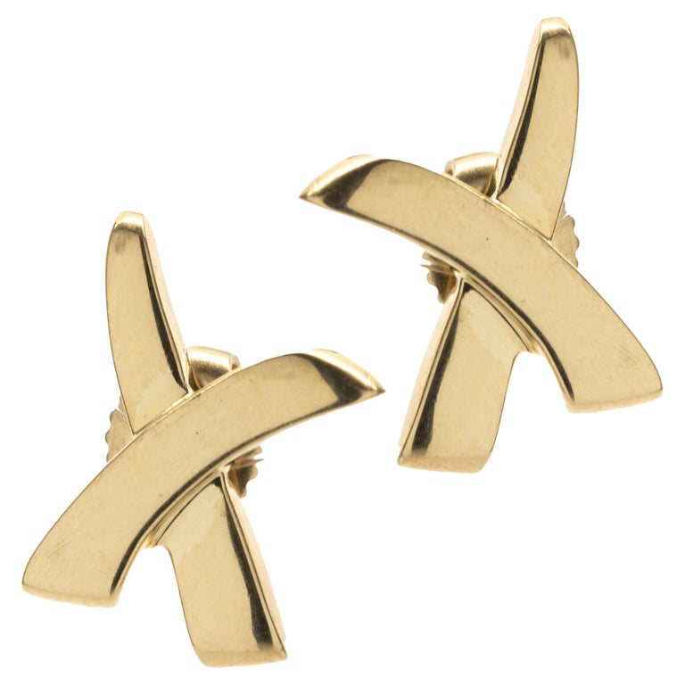 Tiffany and Co. 18 Karat Yellow Gold Graffiti X Earrings For Sale at ...