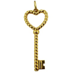 Tiffany & Co. 18 Karat Yellow Gold Heart Key Pendant