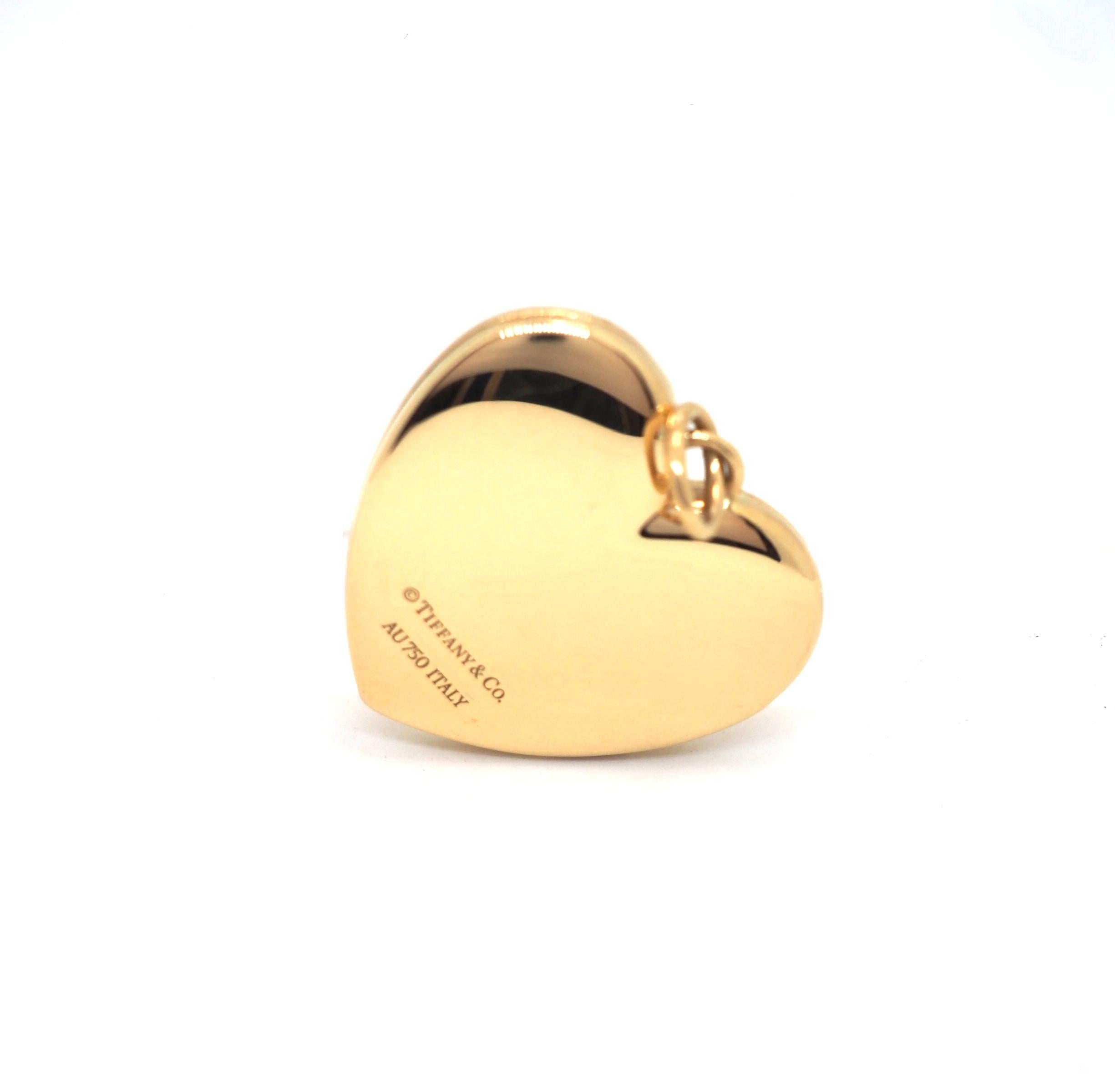 Women's Vintage Tiffany & Co Gold Heart Locket Pendant Yellow Gold 18 Karat