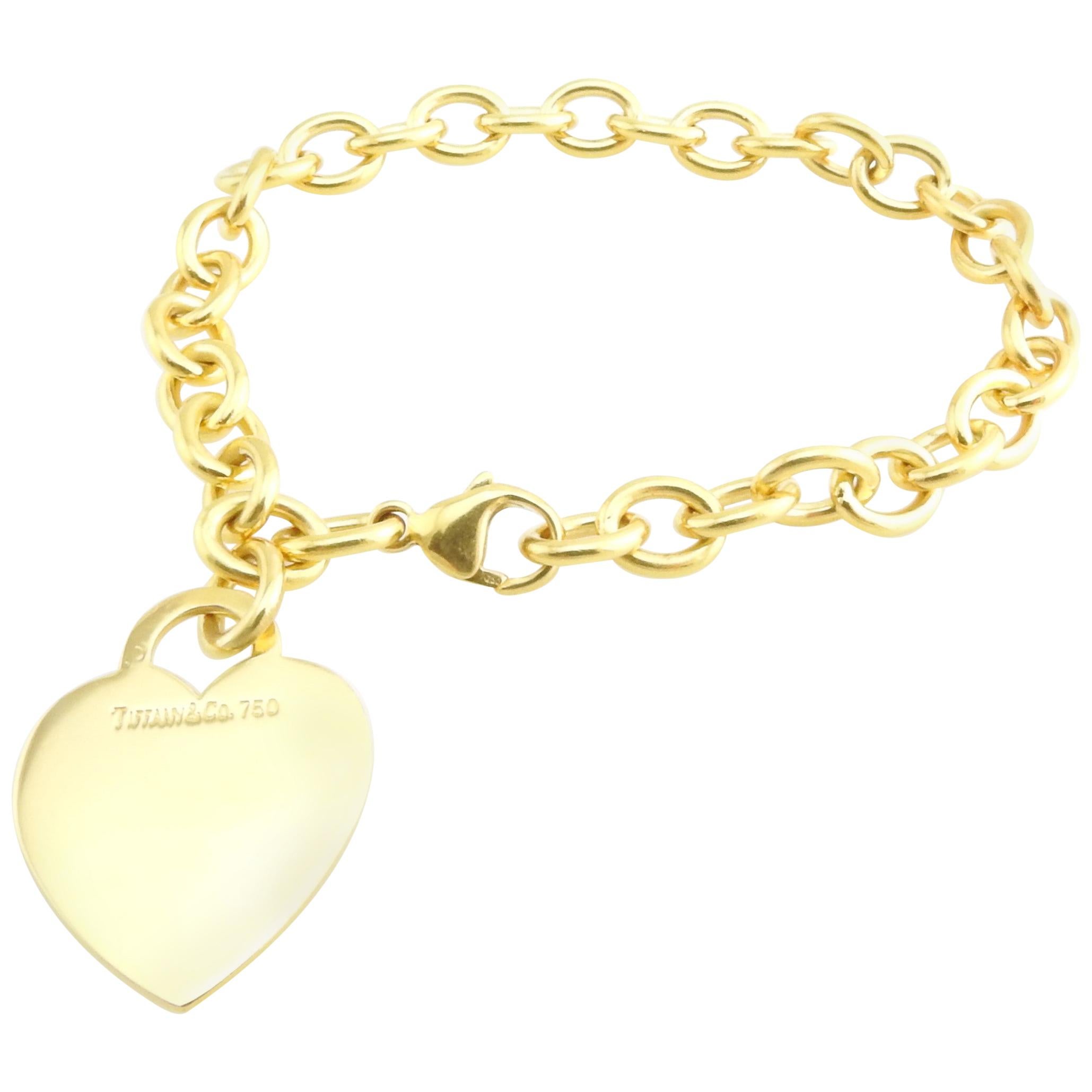 Tiffany & Co. 18 Karat Yellow Gold Heart Tag Bracelet