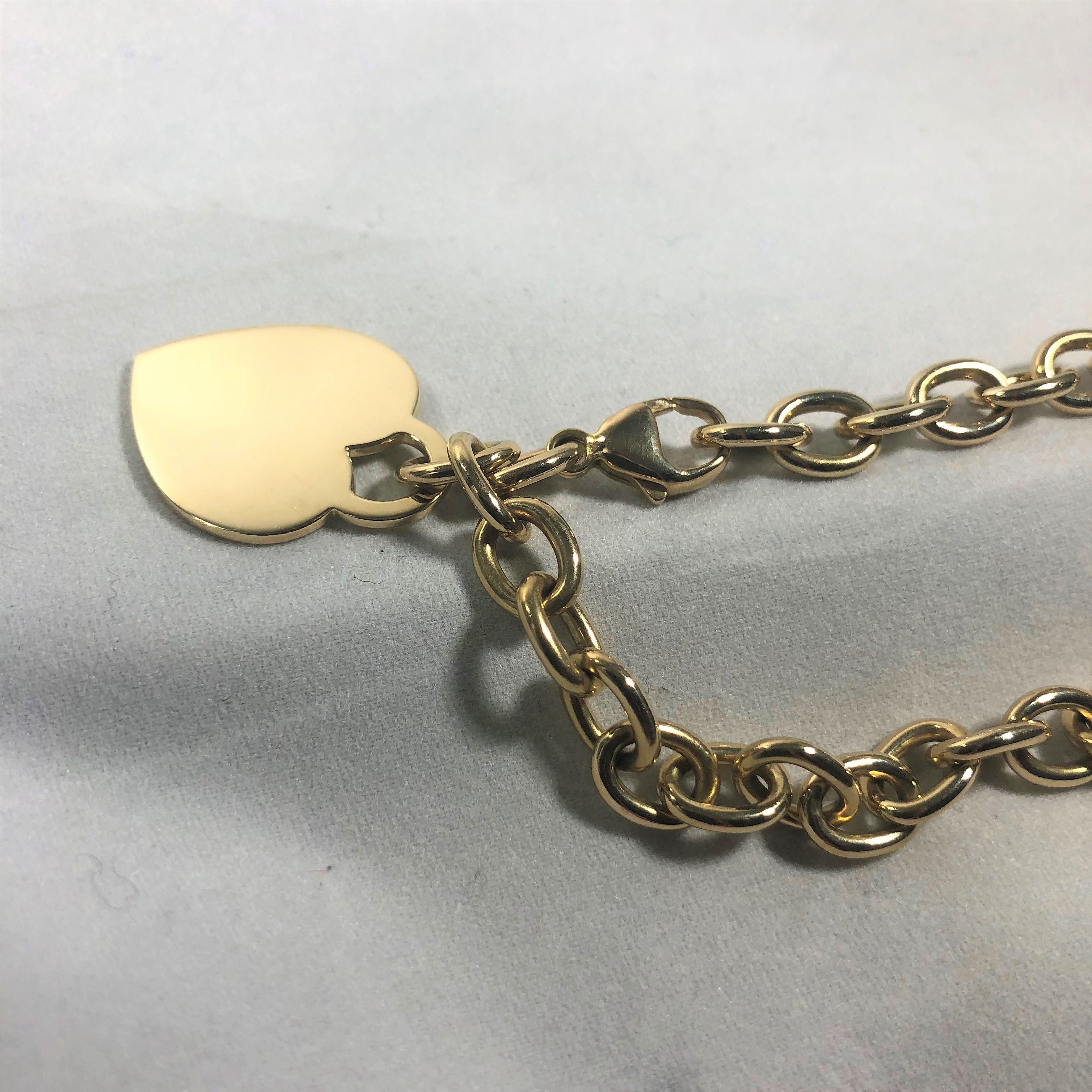 Tiffany & Co. 18 Karat Yellow Gold Heart Tag Charm Bracelet 5
