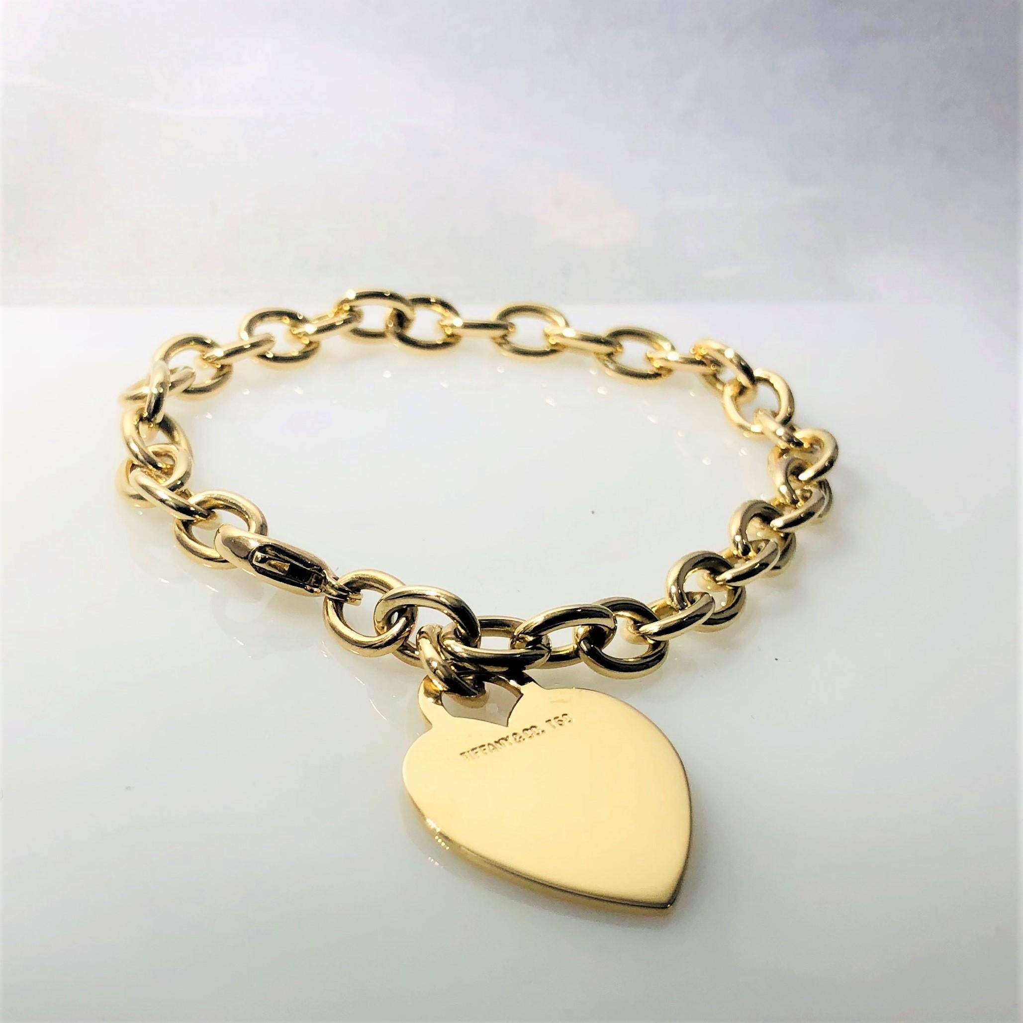 Tiffany & Co. 18 Karat Yellow Gold Heart Tag Charm Bracelet 1