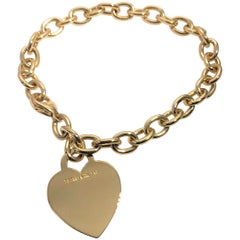 Tiffany & Co. 18 Karat Yellow Gold Heart Tag Charm Bracelet