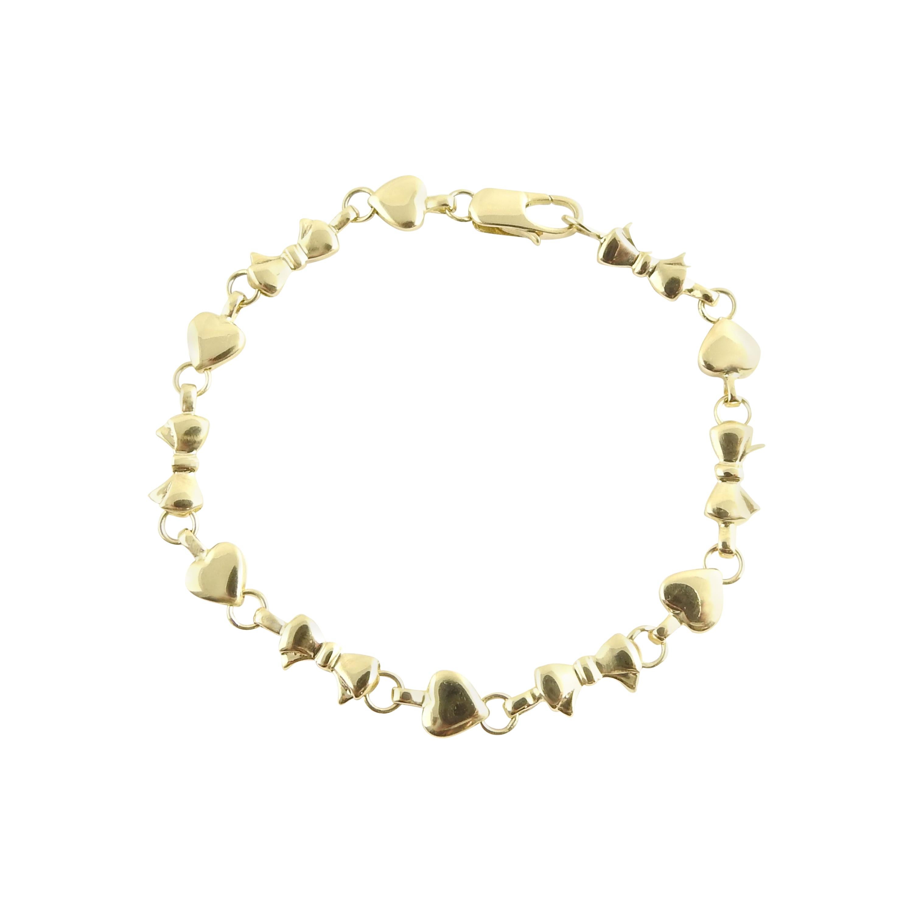Tiffany & Co. 18 Karat Yellow Gold Hearts and Bows Link Bracelet