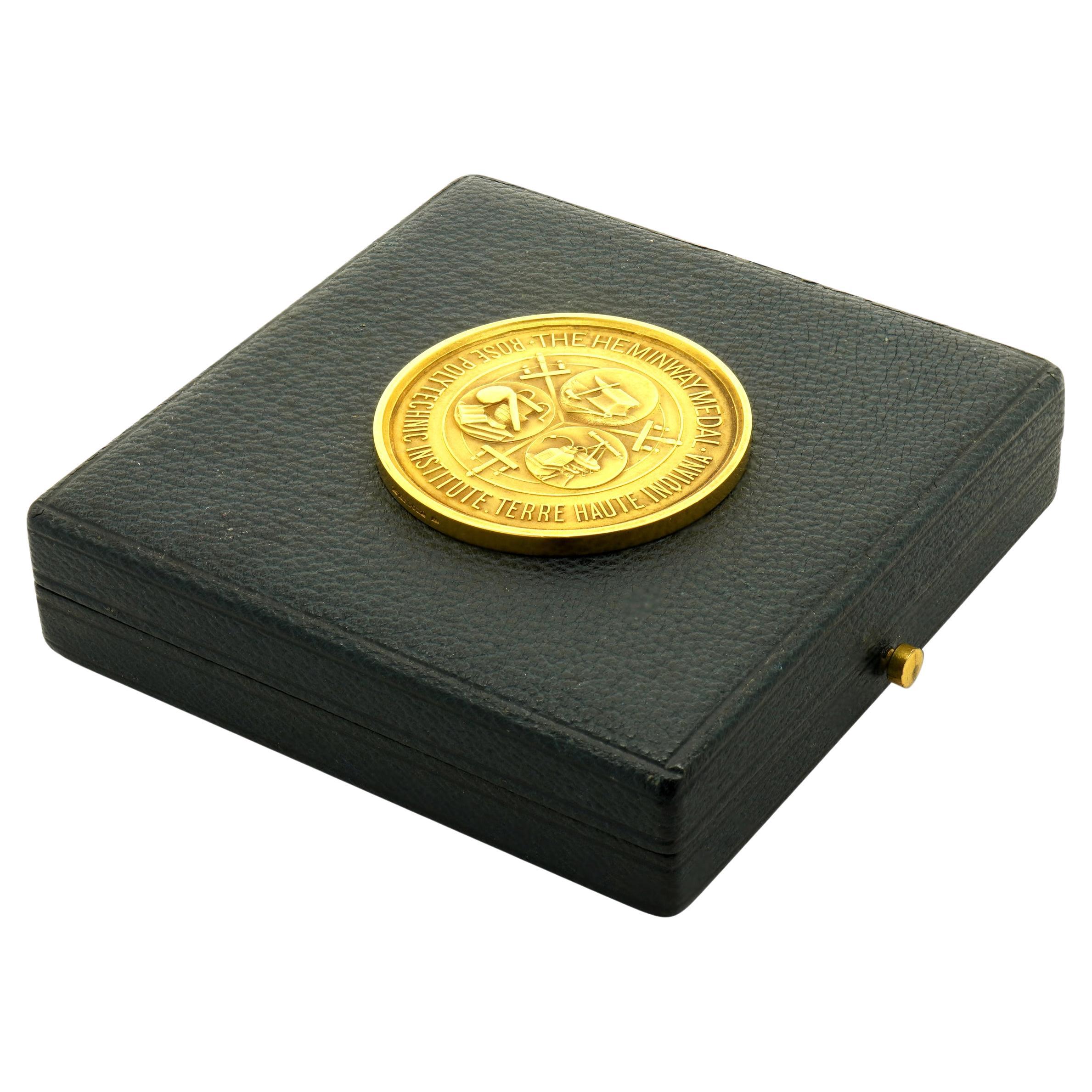 Tiffany & Co. 18 Karat Yellow Gold Heminway Medal Indian 1953