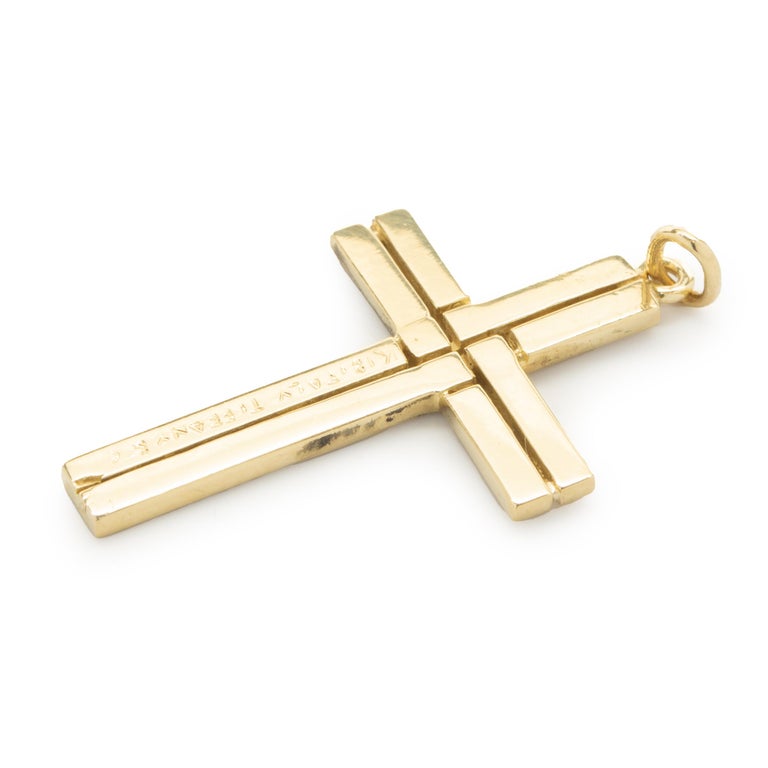 Tiffany & Co. 18 Karat Yellow Gold Italian Gold Cross Pendant In Excellent Condition For Sale In Scottsdale, AZ