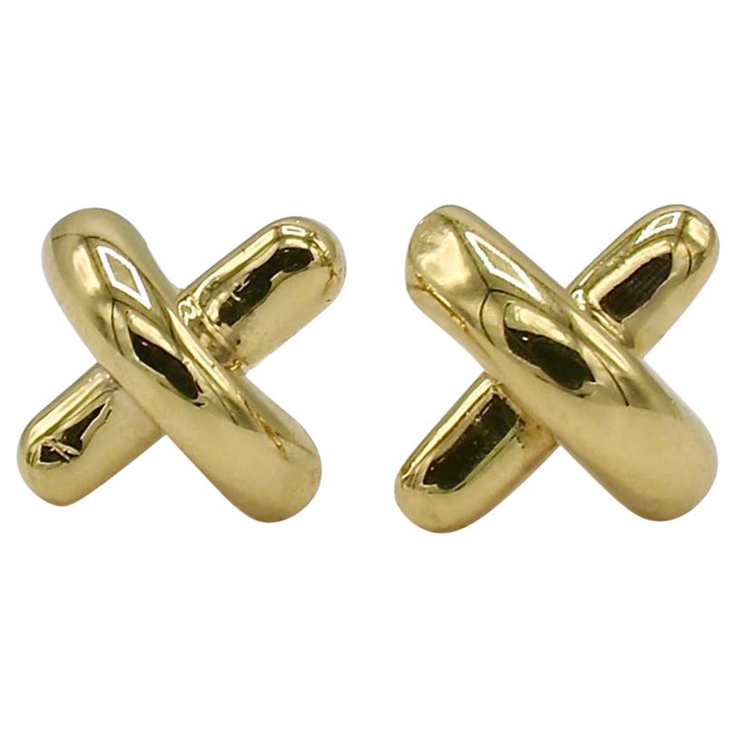 Tiffany & Co. 18 Karat Yellow Gold Kisses X-Motif Stud Earrings