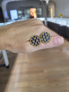 Tiffany & Co. 18 Karat Yellow Gold Lapis Cufflinks