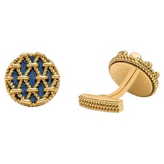 Tiffany & Co. 18 Karat Yellow Gold Lapis Cufflinks