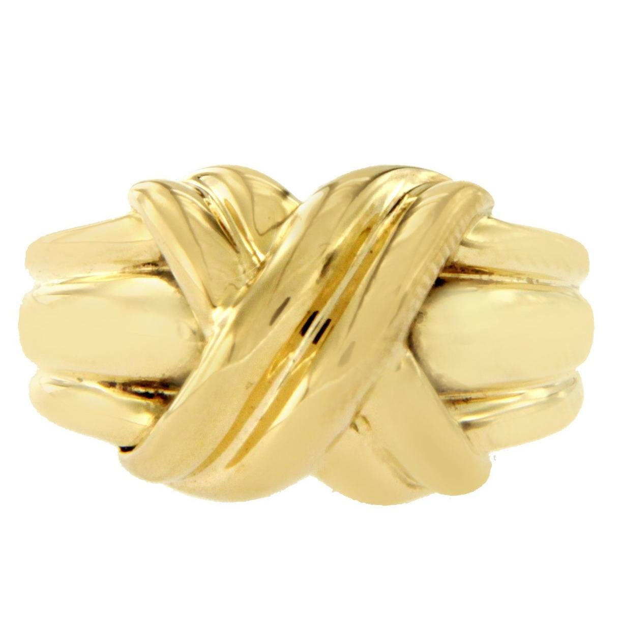 Tiffany & Co. 18 Karat Yellow Gold Large Knot, 1990, "X" Ring