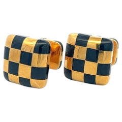 Tiffany & Co. 18 Karat Gelbgold Locking Checkerboard Manschettenknöpfe 11,9 Gramm