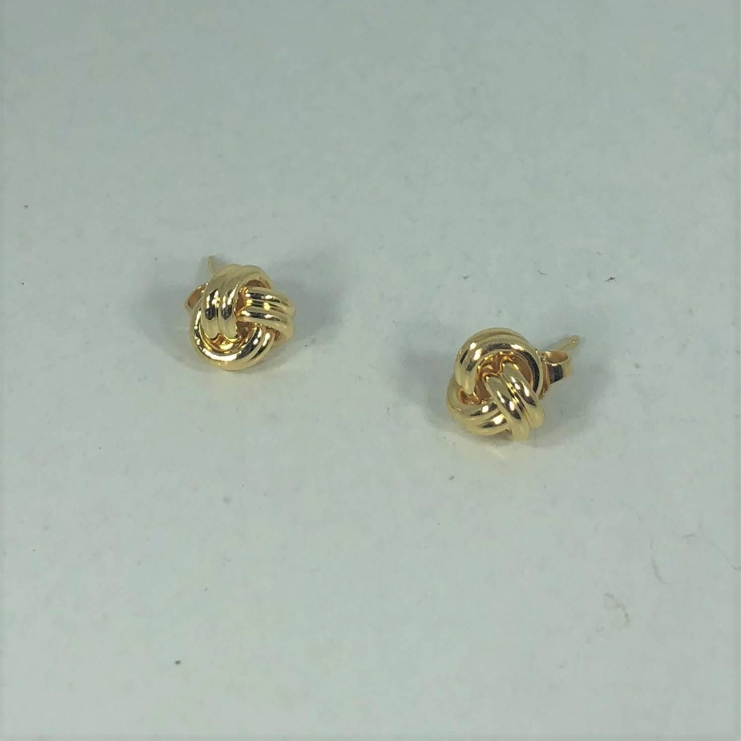 Modern Tiffany & Co. 18 Karat Yellow Gold Love Knot Stud Earrings