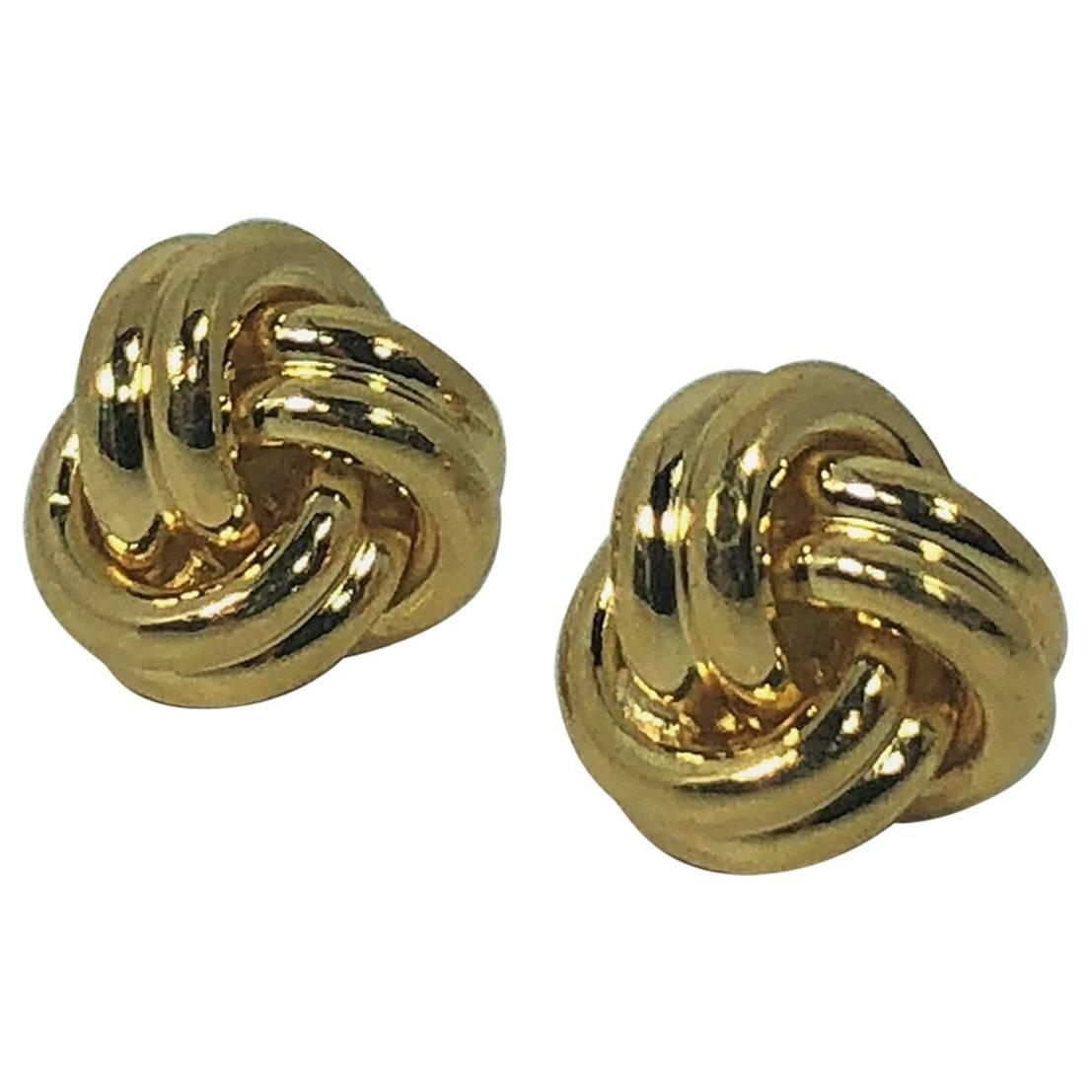 Tiffany & Co. 18 Karat Yellow Gold Love Knot Stud Earrings