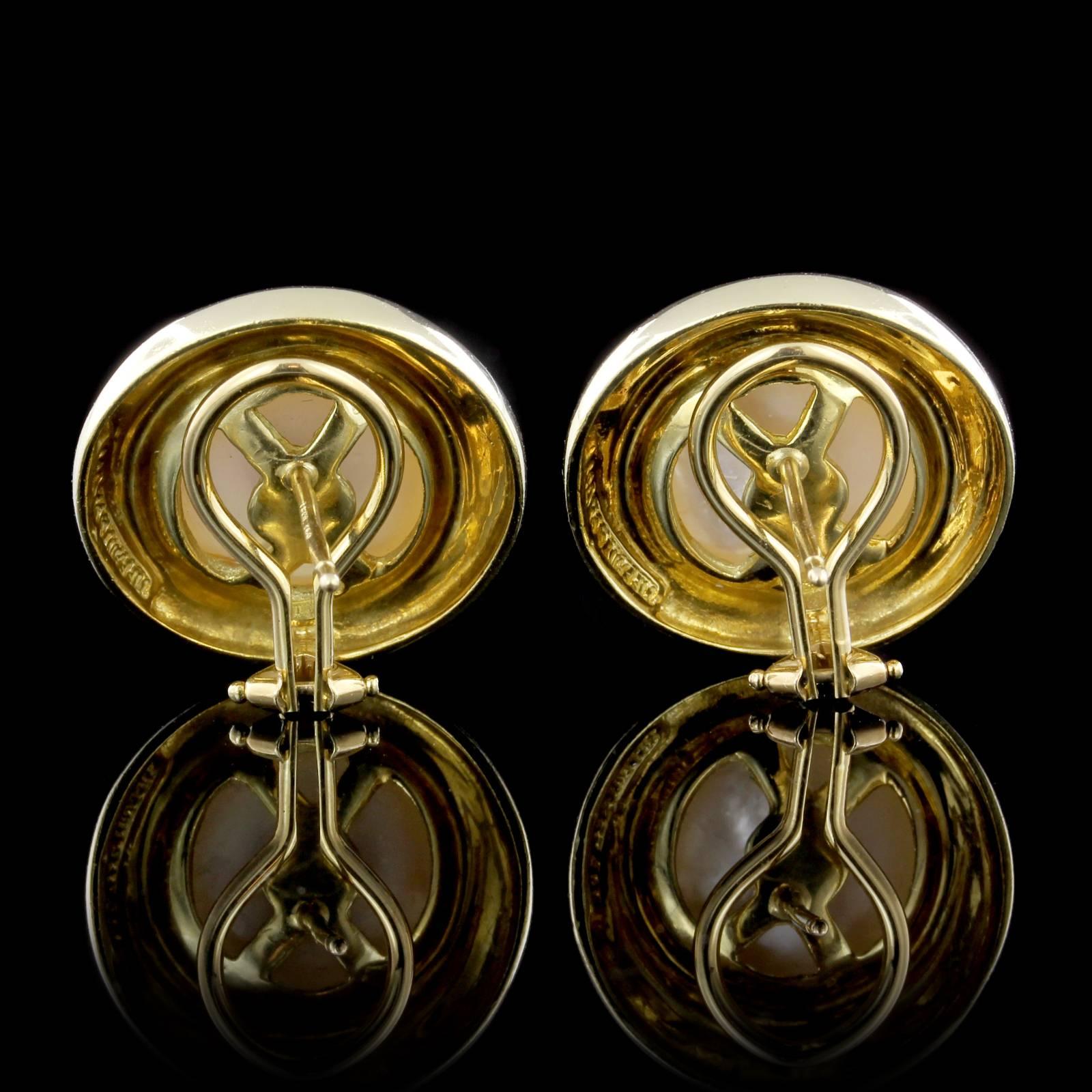 Women's Tiffany & Co. 18 Karat Yellow Gold Mabe Pearl Earrings