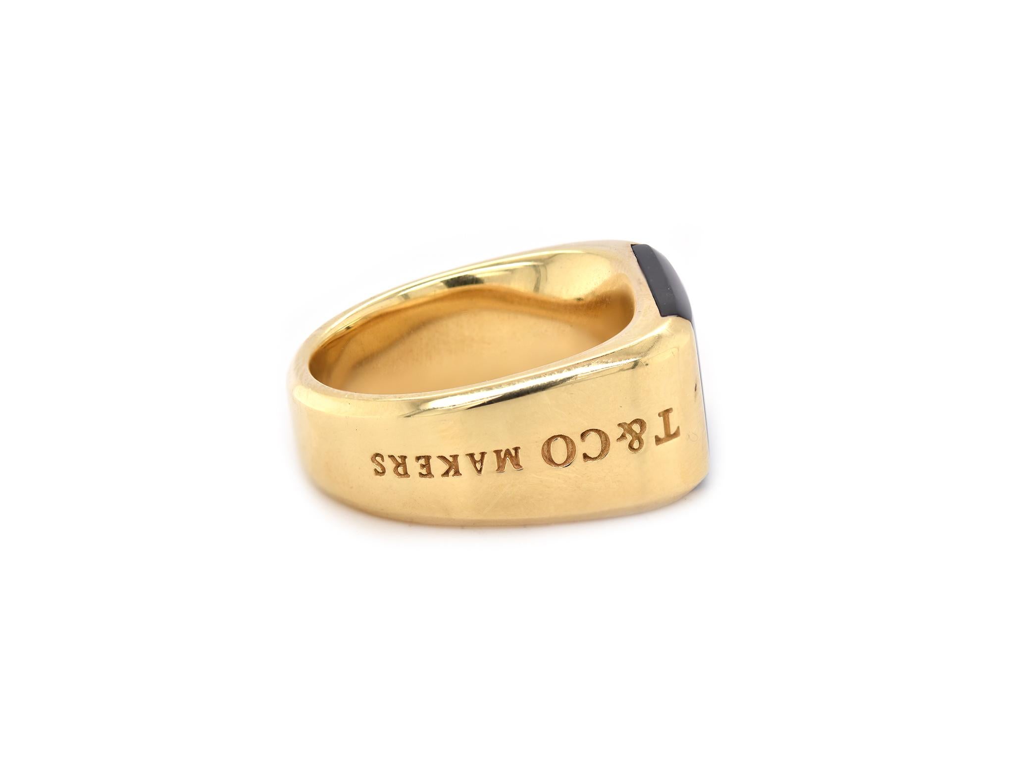 Designer: Tiffany & Co. 
MATERIAL: 18K Gelbgold
Abmessungen: Ring ist 12 mm breit
Größe: 10,5
Gewicht: 22,48 Gramm
