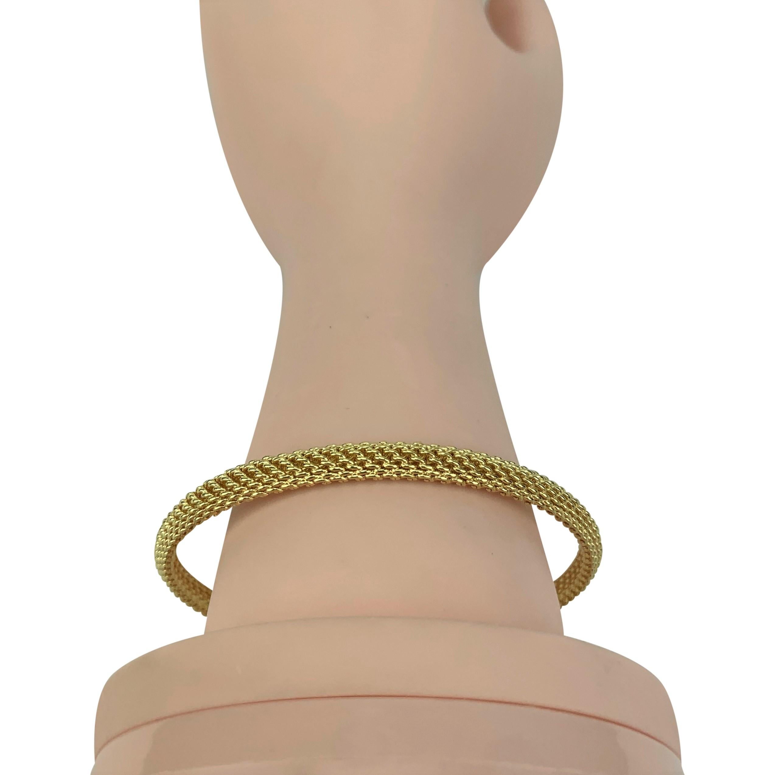 Tiffany & Co. 18 Karat Yellow Gold Mesh Bangle Bracelet 2