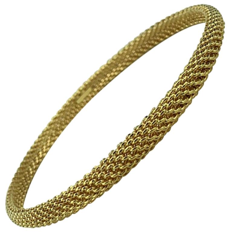 Tiffany & Co. 18 Karat Yellow Gold Mesh Bangle Bracelet