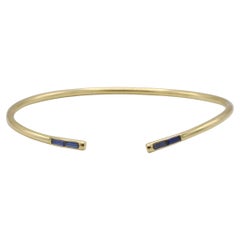 Tiffany & Co. 18 Karat Yellow Gold Metro Wire Blue Sapphire Bangle Cuff Bracelet