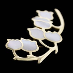 Tiffany & Co. 18 Karat Yellow Gold Mother-of-Pearl Lily of the Valley Brooch