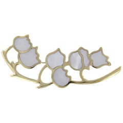 Tiffany & Co. 18 Karat Yellow Gold Mother-of-Pearl Lily of the Valley Brooch