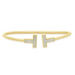 Tiffany & Co. 18 Karat Yellow Gold Mother of Pearl Tiffany T Bracelet