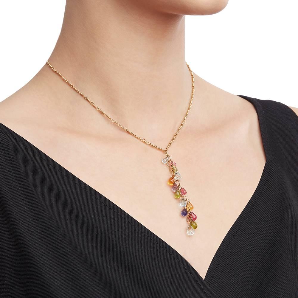 Tiffany & Co. 18 Karat Yellow Gold Multi Gem Rainbow Necklace 2