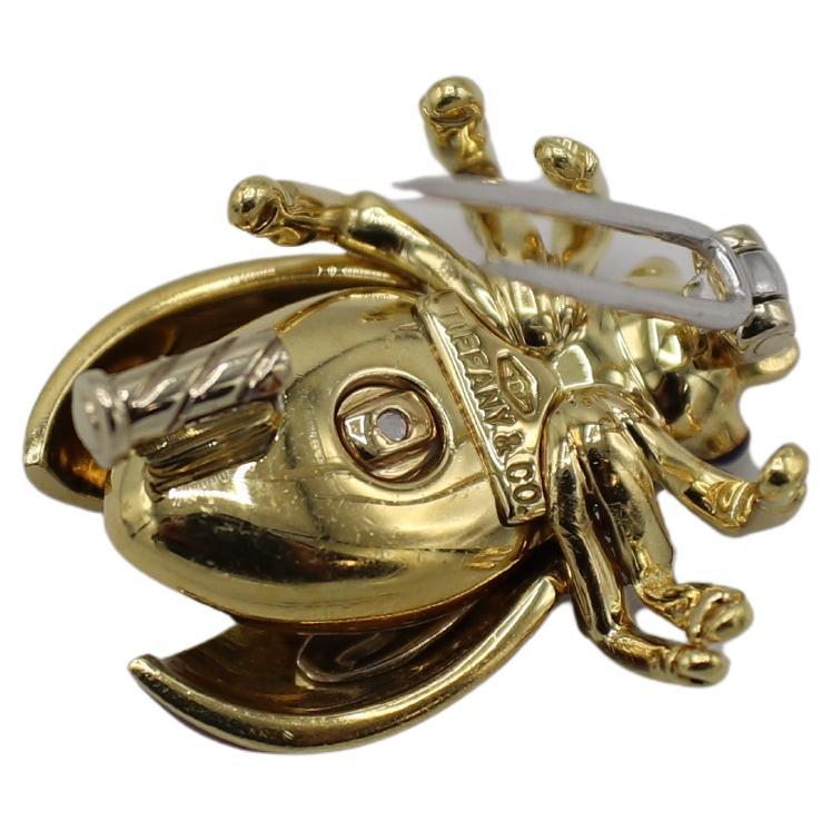 Tiffany & Co. 18 Karat Yellow Gold Natural Diamond Enamel Lady Bug Brooch Pin In Excellent Condition For Sale In  Baltimore, MD