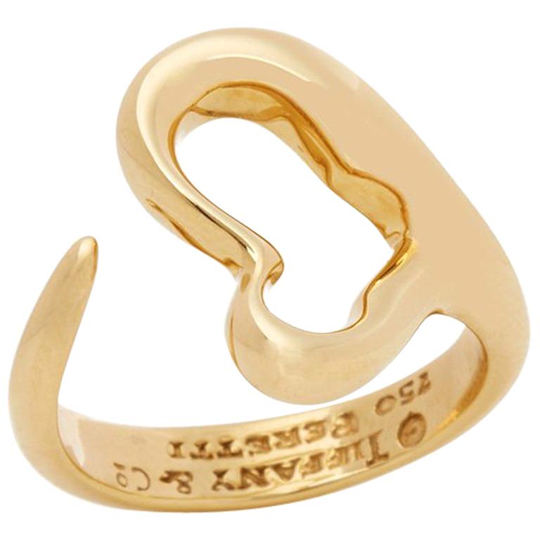 Tiffany & Co. 18 Karat Yellow Gold Open Heart Elsa Peretti Ring