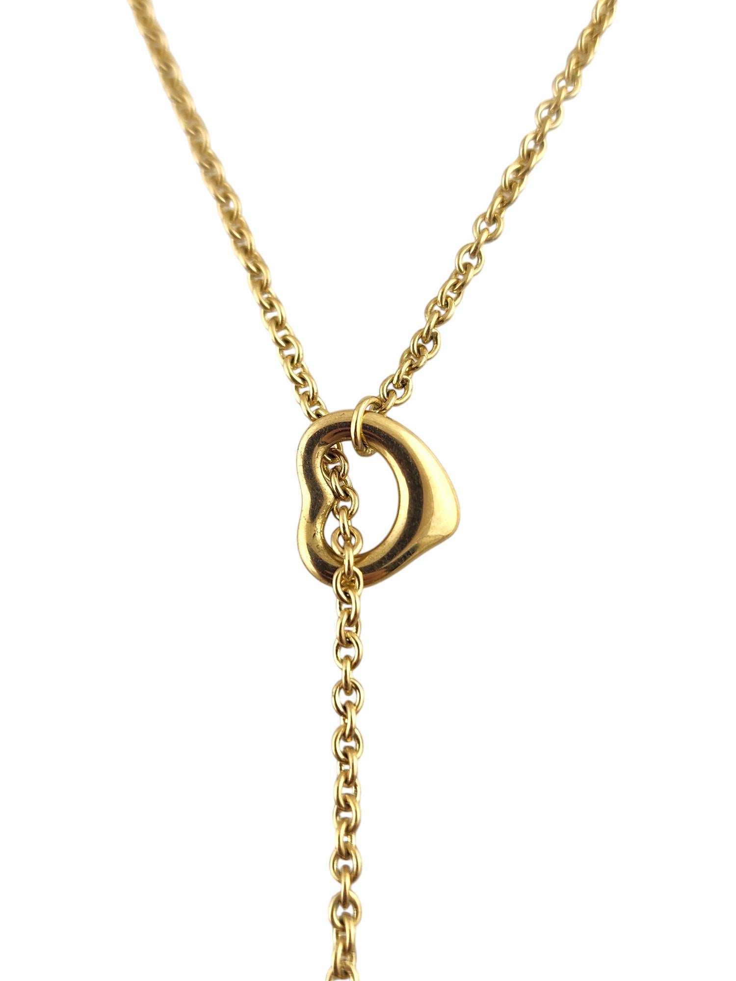 Contemporary Tiffany & Co 18 Karat Yellow Gold Open Heart Lariat Pearl Necklace #19244