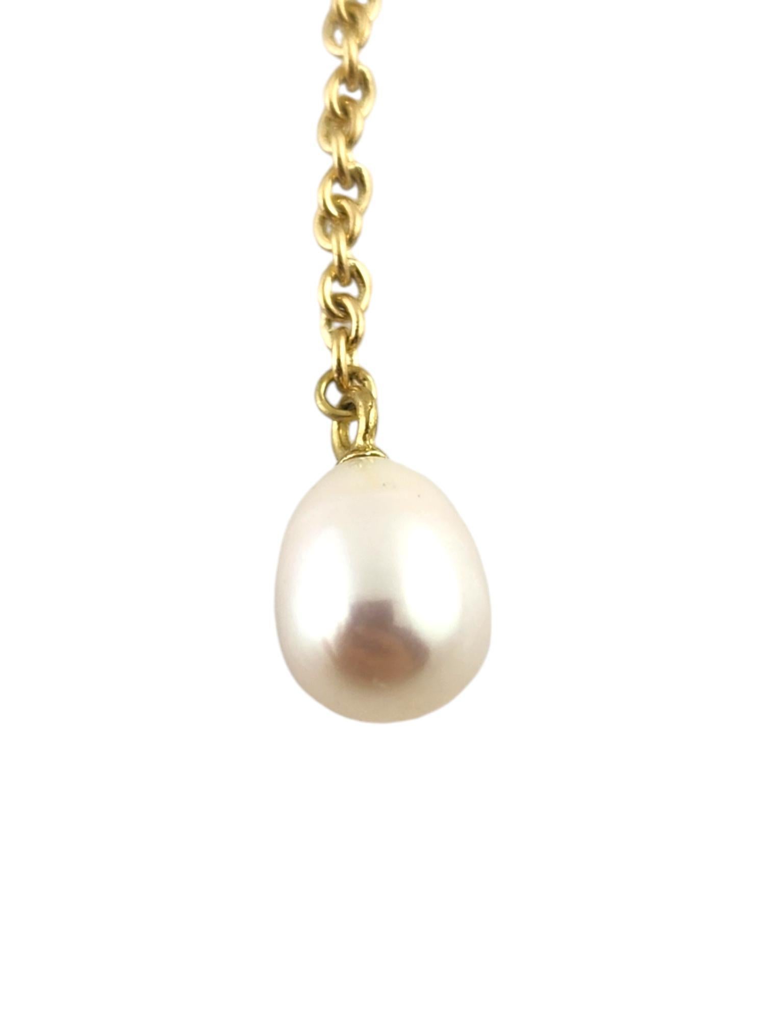 Oval Cut Tiffany & Co 18 Karat Yellow Gold Open Heart Lariat Pearl Necklace #19244