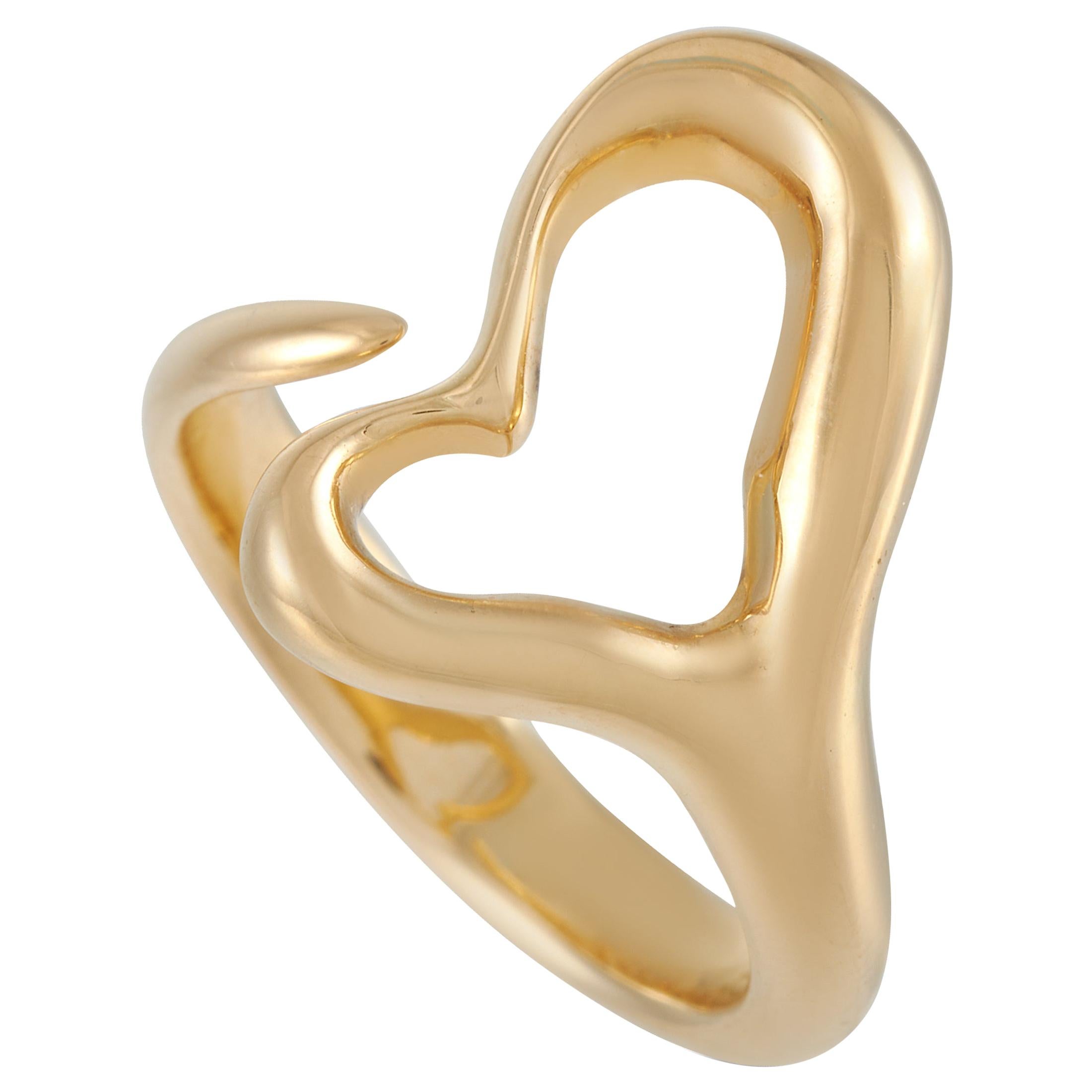 Tiffany & Co. 18 Karat Yellow Gold Open Heart Sculpted Ring