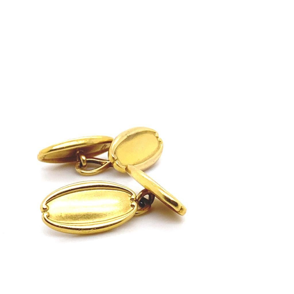 Rétro Tiffany & Co. Boutons de manchette ovales en or jaune 18 carats, 1960 en vente