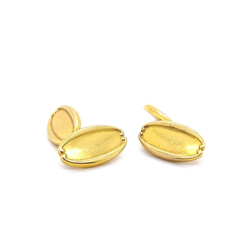 Tiffany & Co. Boutons de manchette ovales en or jaune 18 carats, 1960 Pour hommes en vente