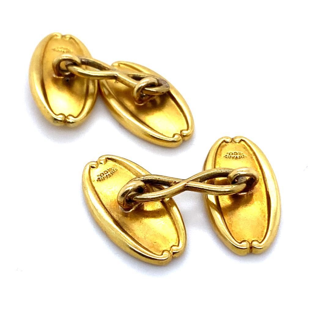 Tiffany & Co. Boutons de manchette ovales en or jaune 18 carats, 1960 en vente 2