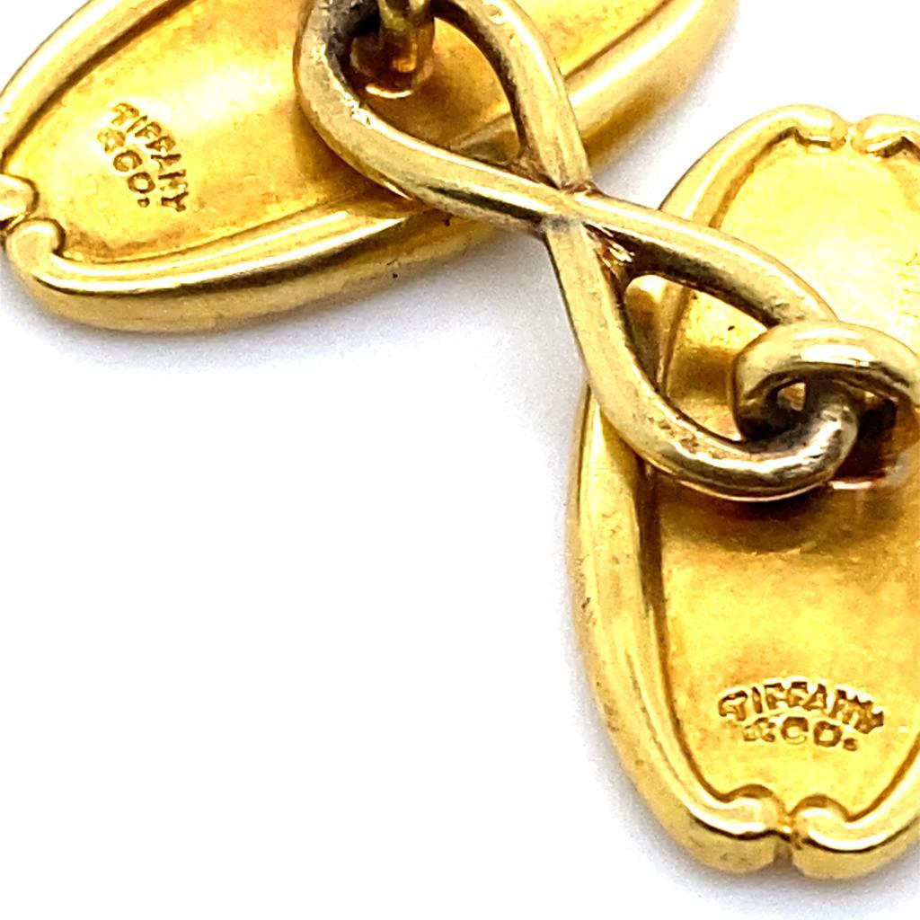 Tiffany & Co. Boutons de manchette ovales en or jaune 18 carats, 1960 en vente 3