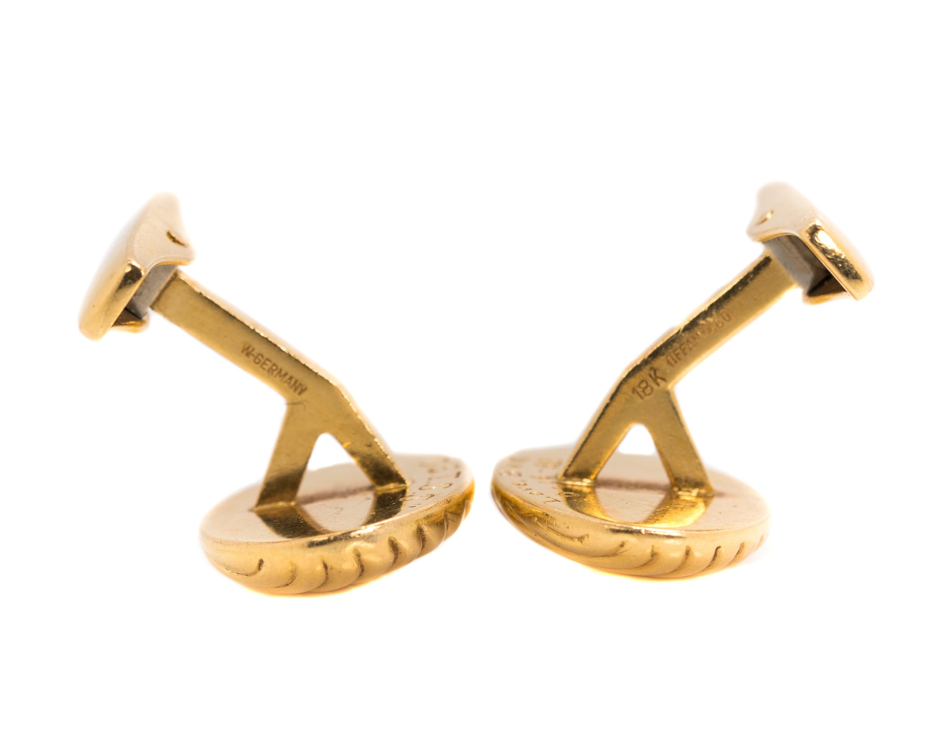 Men's Tiffany & Co. 18 Karat Yellow Gold Oval Cufflinks