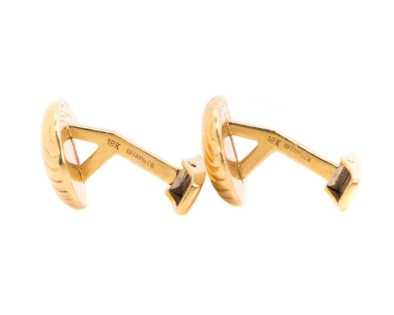 Tiffany & Co. 18 Karat Yellow Gold Oval Cufflinks For Sale 2