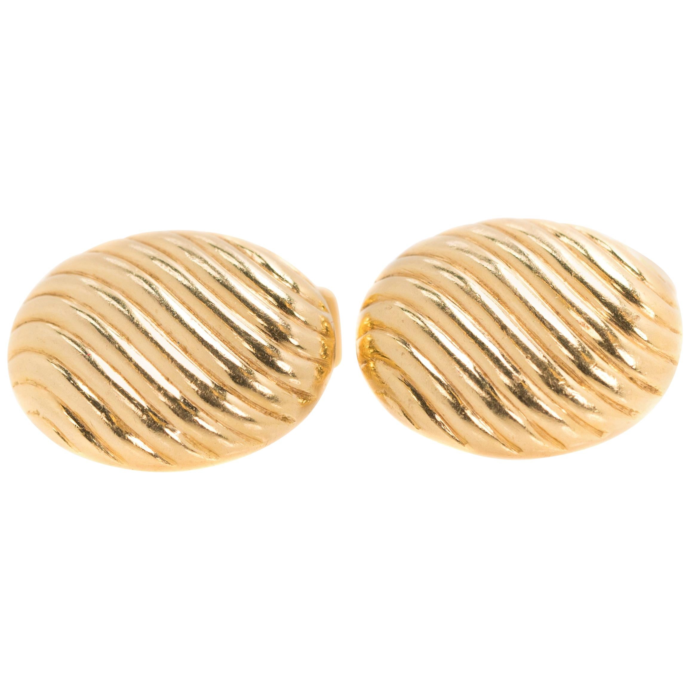 Tiffany & Co. 18 Karat Yellow Gold Oval Cufflinks