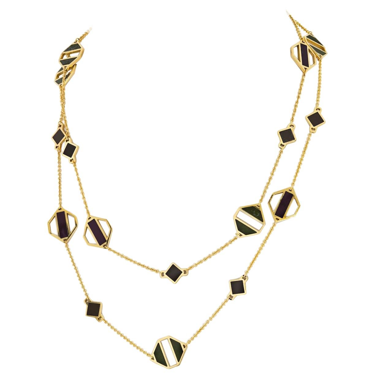 Tiffany & Co. 18 Karat Yellow Gold Paloma Picasso Enamel Station Chain Necklace