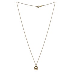 Tiffany & Co. 18 Karat Yellow Gold Peace Sign Pendant Chain Necklace