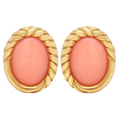Tiffany & Co. Rosa peruanische Opal-Ohrringe aus 18 Karat Gelbgold, um 1982