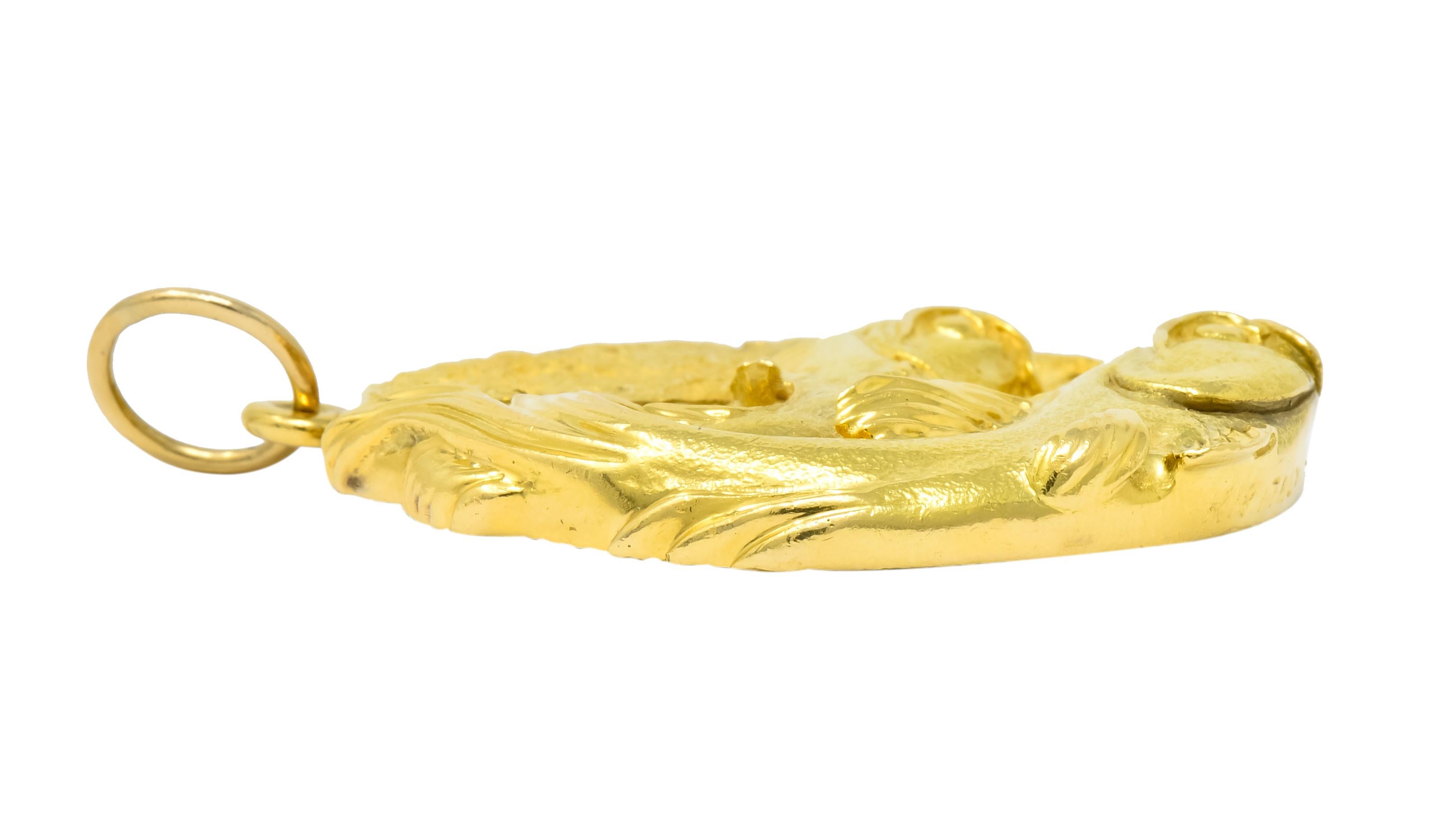 Tiffany & Co. 18 Karat Yellow Gold Pisces Zodiac Large Medallion Pendant, 1970s 2
