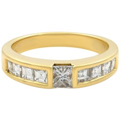 Tiffany & Co. 18 Karat Yellow Gold Princess Cut Diamond Stack Ring 0.77 Carat