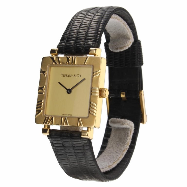 Tiffany and Co. 18 Karat Yellow Gold Quartz Watch L3630 Tiffany Box at ...