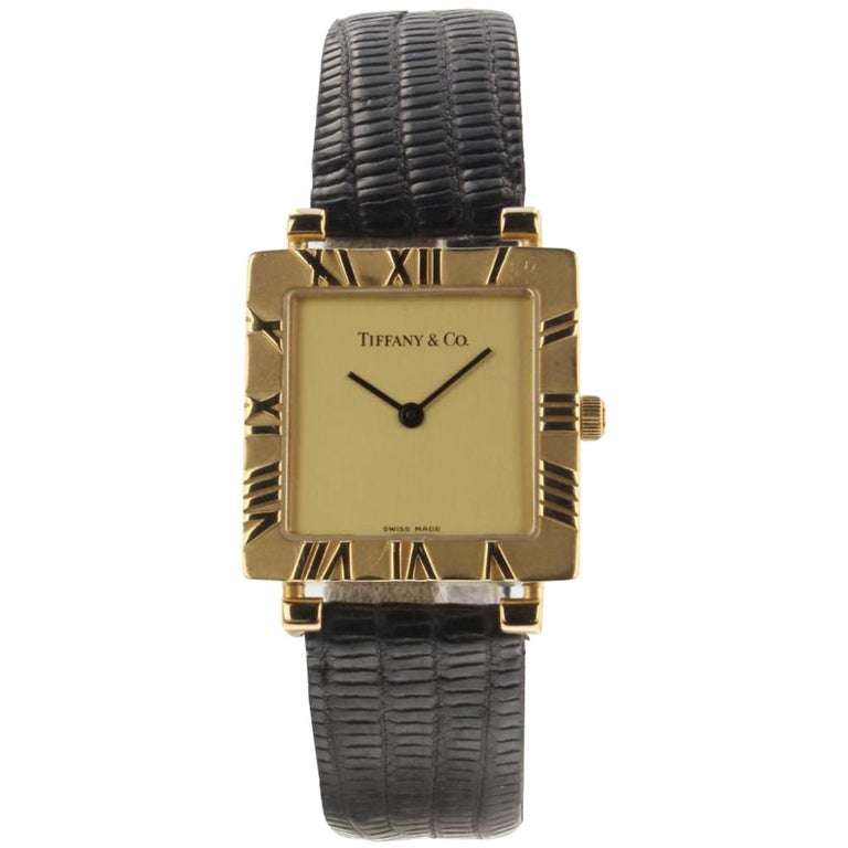 Tiffany and Co. 18 Karat Yellow Gold Quartz Watch L3630 Tiffany Box at
