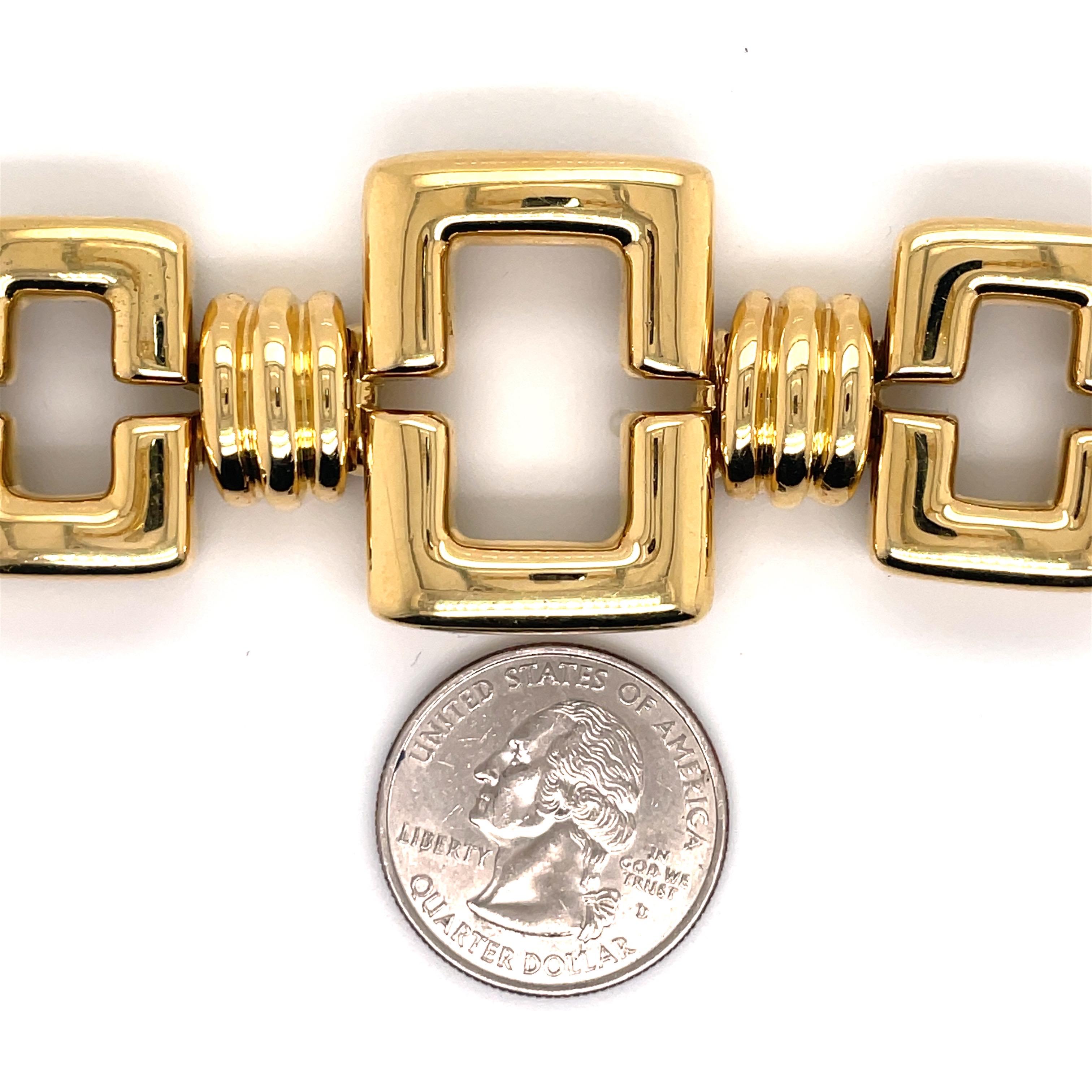  18 Karat Yellow Gold Rectangle Link bracelet 104.6 Grams 2